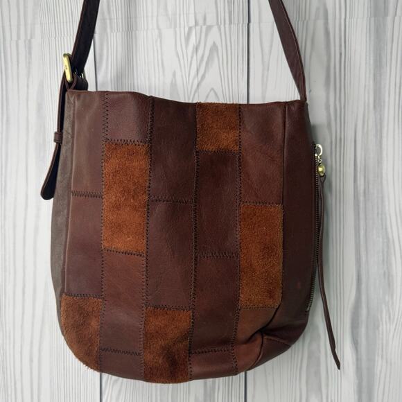 Vintage Mixed Leather Kharma Hobo Crossbody Purse Bag Retro Y2K - Picture 1 of 11